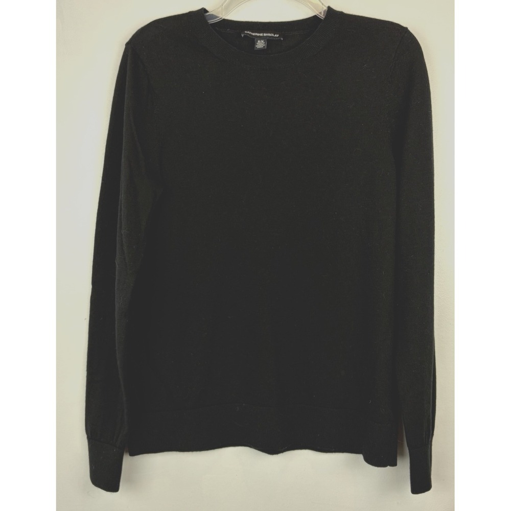 Katherine Barclay Wool Sweater Womens Medium 100% Extra Fine Merino Black